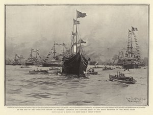 Am Ende der Krönungsparade in Spithead, Admirale und Kapitäne auf dem Weg zum Empfang des Königs auf der königlichen Yacht